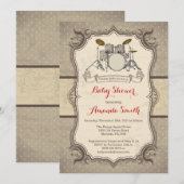 Music Rock Star Drum Baby shower Uitnodiging (Voorkant / Achterkant)