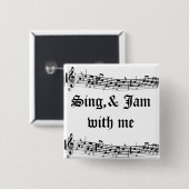 Music Rocks me_ Vierkante Button 5,1 Cm (Voorkant /achterkant)