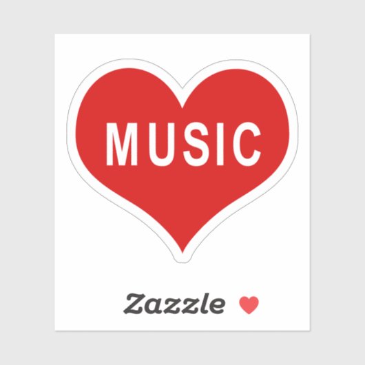MUSIC Rode Hart Vinyl Sticker (Vel)