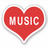 MUSIC Rode Hart Vinyl Sticker (Voorkant)