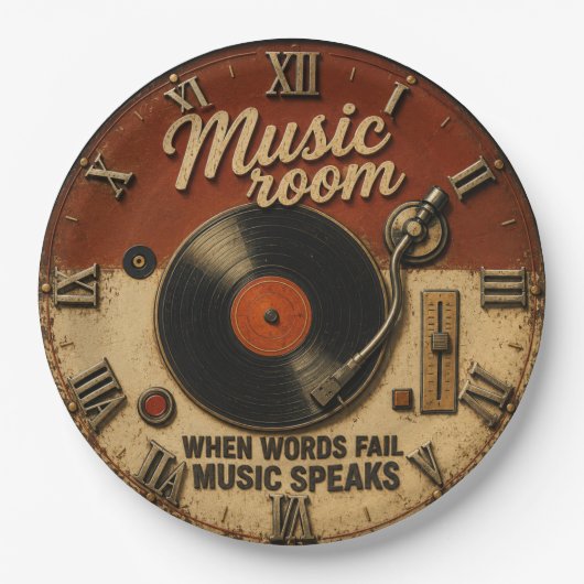 Music Room Vinyl Record Papieren Bordje (Voorkant)