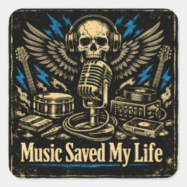 Music Saved My Life – Emotional Power Music Vierkante Sticker
