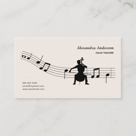 Music Sheet - Cello Teacher Visitekaartje (Voorkant)