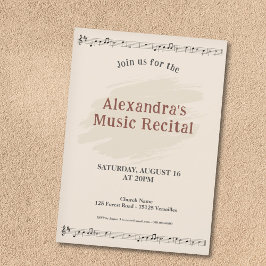 Music Sheet Recital Invitation Kaart