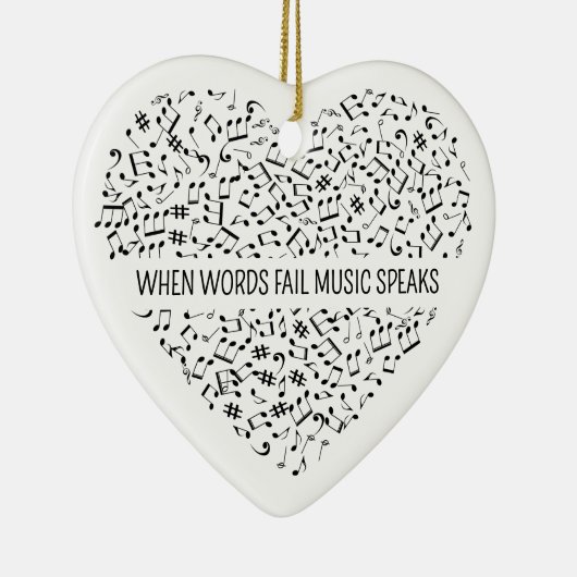 Music Speaks Heart Ceramic Ornament (Rechts)