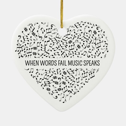 Music Speaks Heart Ceramic Ornament (Achterkant)