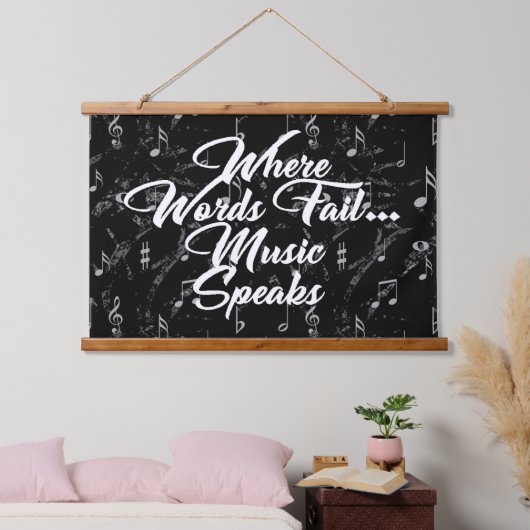 Music Speaks Quote Hangend Wandkleed (Slaapkamer)
