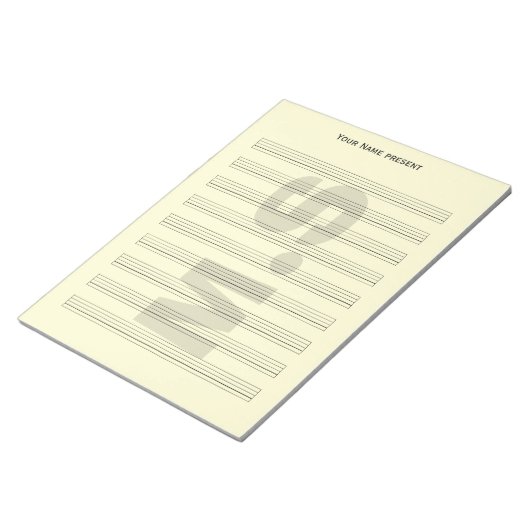 Music Staff Notitieblok met Watermark (Schuin)