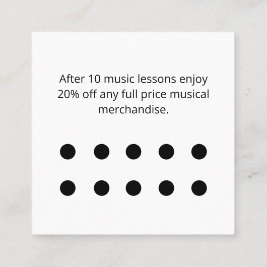 Music Store Gold Simple Treble Clef Korting Klantenkaartje (Achterkant)