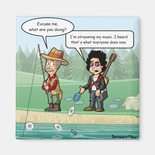 Music Streaming Funny Pun Refkoelkast Magnet (Voorkant)