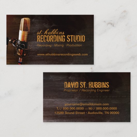 Music Studio Microphone Visitekaartje (Voorkant / Achterkant)