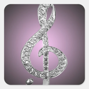 Music Symbols G-clef Vierkante Sticker