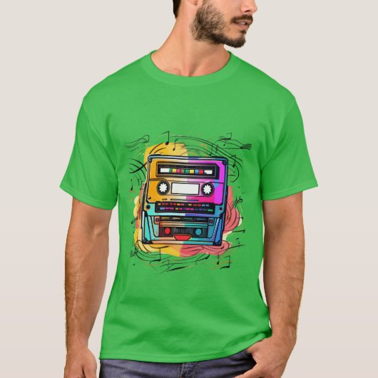 Music tape retro old school 90s gift boy t-shirt (Voorkant)