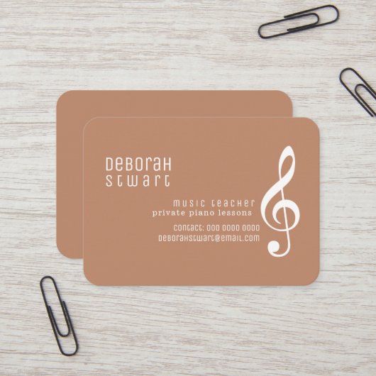 Music Teacher Boho Brown Terracotta Visitekaartje (Voorkant / Achterkant in situ)