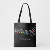 Music Teacher Custom Name Muzieknoten Tote Bag (Voorkant)