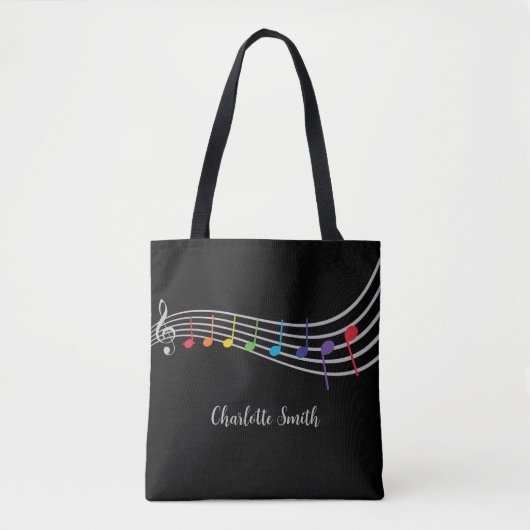 Music Teacher Custom Name Muzieknoten Tote Bag (Voorkant)