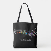 Music Teacher Custom Name Muzieknoten Tote Bag (Achterkant)