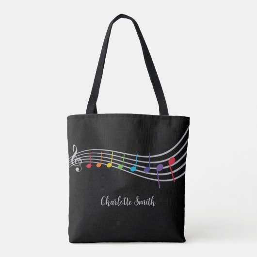 Music Teacher Custom Name Muzieknoten Tote Bag (Achterkant)