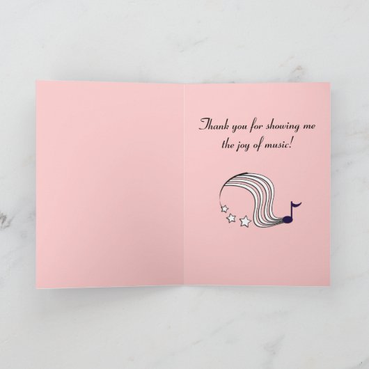 Music Teacher Dank u Bedankkaart (Binnen)