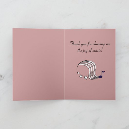 Music Teacher Dank u Bedankkaart (Binnen)