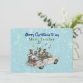 Music Teacher Elf Christmas Card Kaart (Staand voorkant)