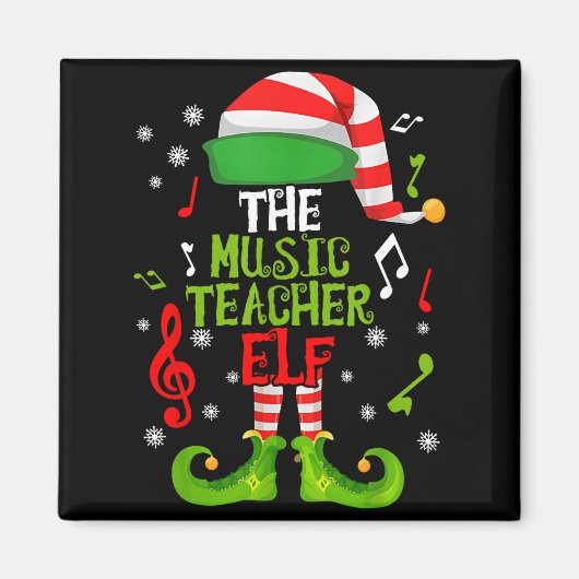 Music Teacher Elf Christmas Family Matching Xmas G Magneet (Voorkant)