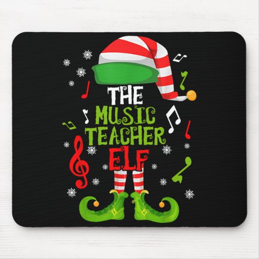 Music Teacher Elf Christmas Family Matching Xmas G Muismat (Voorkant)