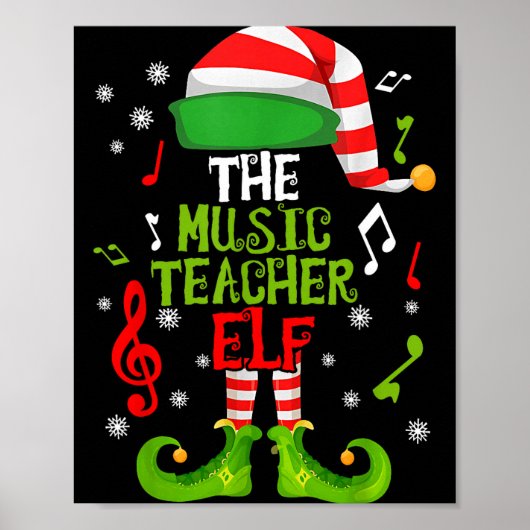 Music Teacher Elf Christmas Family Matching Xmas G Poster (Voorkant)
