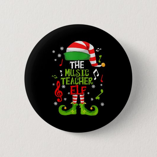 Music Teacher Elf Christmas Family Matching Xmas G Ronde Button 5,7 Cm (Voorkant)