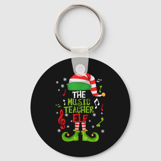 Music Teacher Elf Christmas Family Matching Xmas G Sleutelhanger (Voorkant)