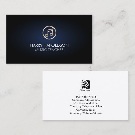 Music Teacher Faux Gold Music Note Icon Visitekaartje (Voorkant / Achterkant)