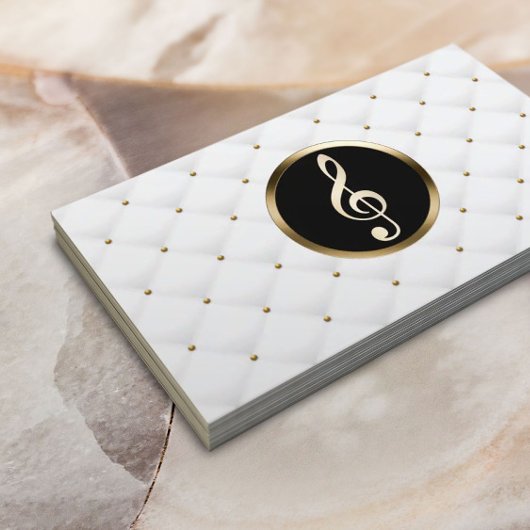 Music Teacher Gold Clef Logo Luxury Quilts Visitekaartje