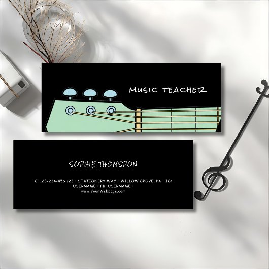 Music teacher guitar private lessons mini visitekaartje