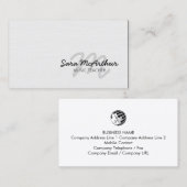Music Teacher Monogram Business Card Visitekaartje (Voorkant / Achterkant)