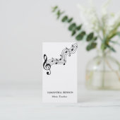Music Teacher Musical Clef Logo Black & White Visitekaartje (Staand voorkant)