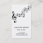 Music Teacher Musical Clef Logo Black & White Visitekaartje (Achterkant)