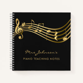 Music Teacher Notes Gold&Black Elegant Notitieboek