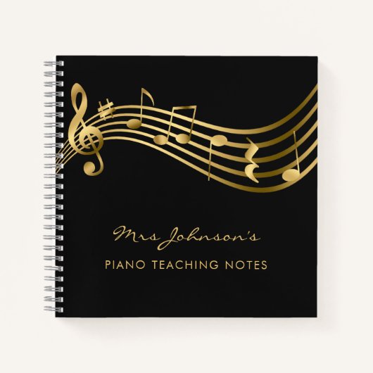 Music Teacher Notes Gold&Black Elegant Notitieboek (Voorkant)