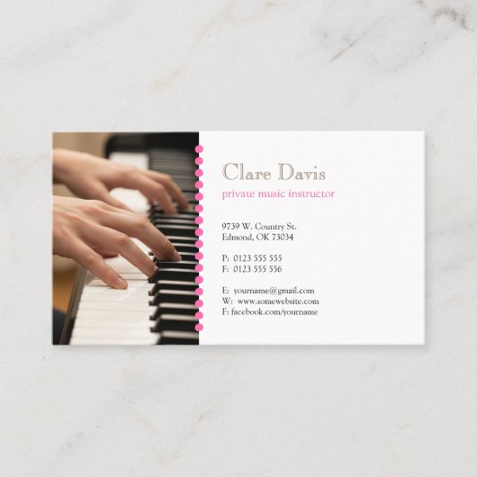Music Teacher | Pianist Visitekaartje (Voorkant)