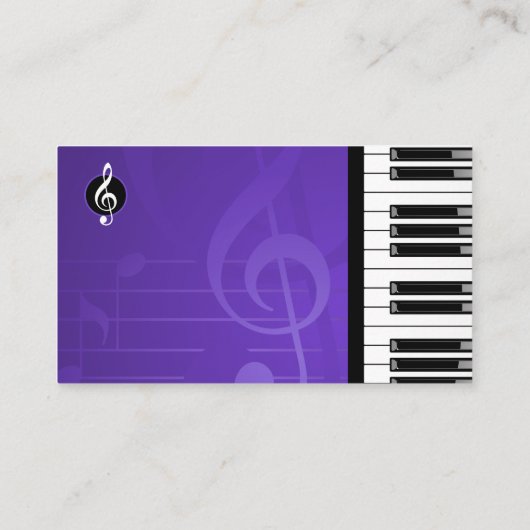 Music Teacher | Piano Keys Purple Visitekaartje (Achterkant)