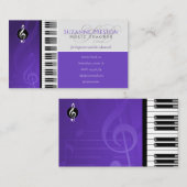Music Teacher | Piano Keys Purple Visitekaartje (Voorkant / Achterkant)