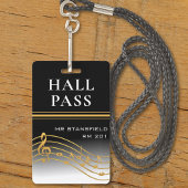 Music Teacher School Classroom Hall Pass Badge