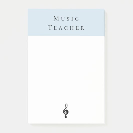 Music Teacher Treble Clef Simpel Blauw Post-it® Notes (Voorkant)