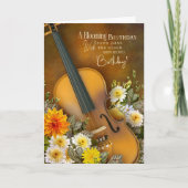 Music Theme Belated Birthday Card – Violin Kaart (Voorkant)