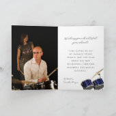 Music Theme Belated Birthday Card with Drum Set Kaart (Binnen)
