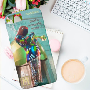 Music Theme Louis Armstrong Trumpet Name Initiaal iPhone 8/7 Hoesje