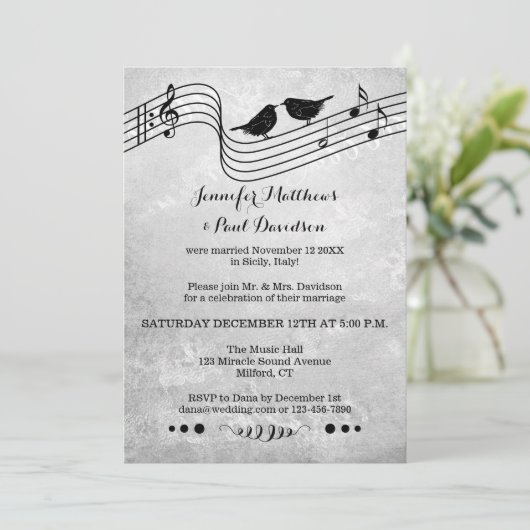 Music Theme Post of After Weduwfoto Uitnodiging (Staand voorkant)