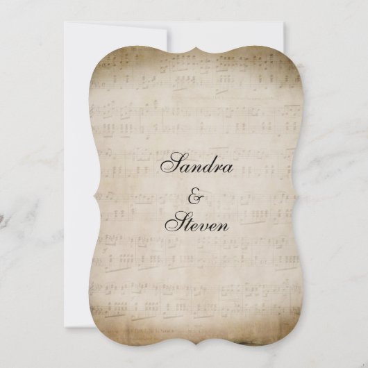 Music Theme Wedding Kaart (Achterkant)