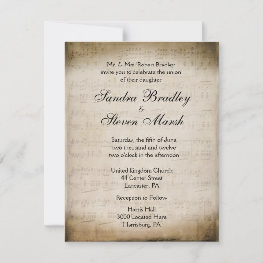 Music Theme Wedding Kaart (Voorkant)