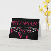 Music Themed Birthday Card - Pink Kaart (Gele Bloem)